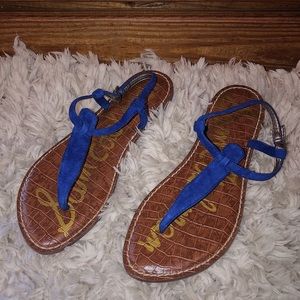SAM EDELMAN- Blue furry suede sandals size 6.5